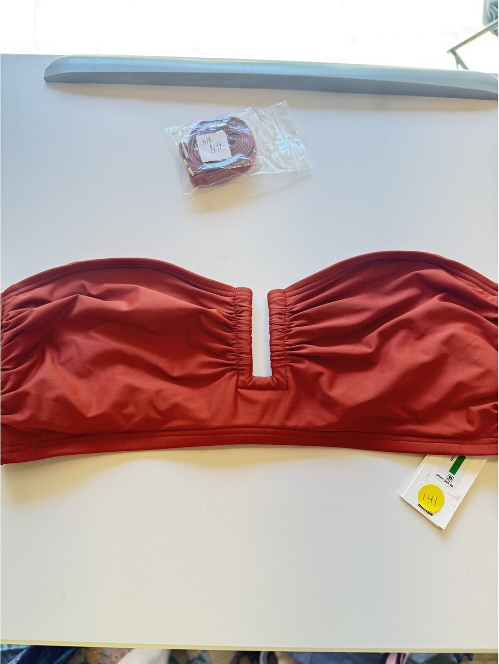 DKNY Red Strapless Bikini Top L NWT Removable Straps